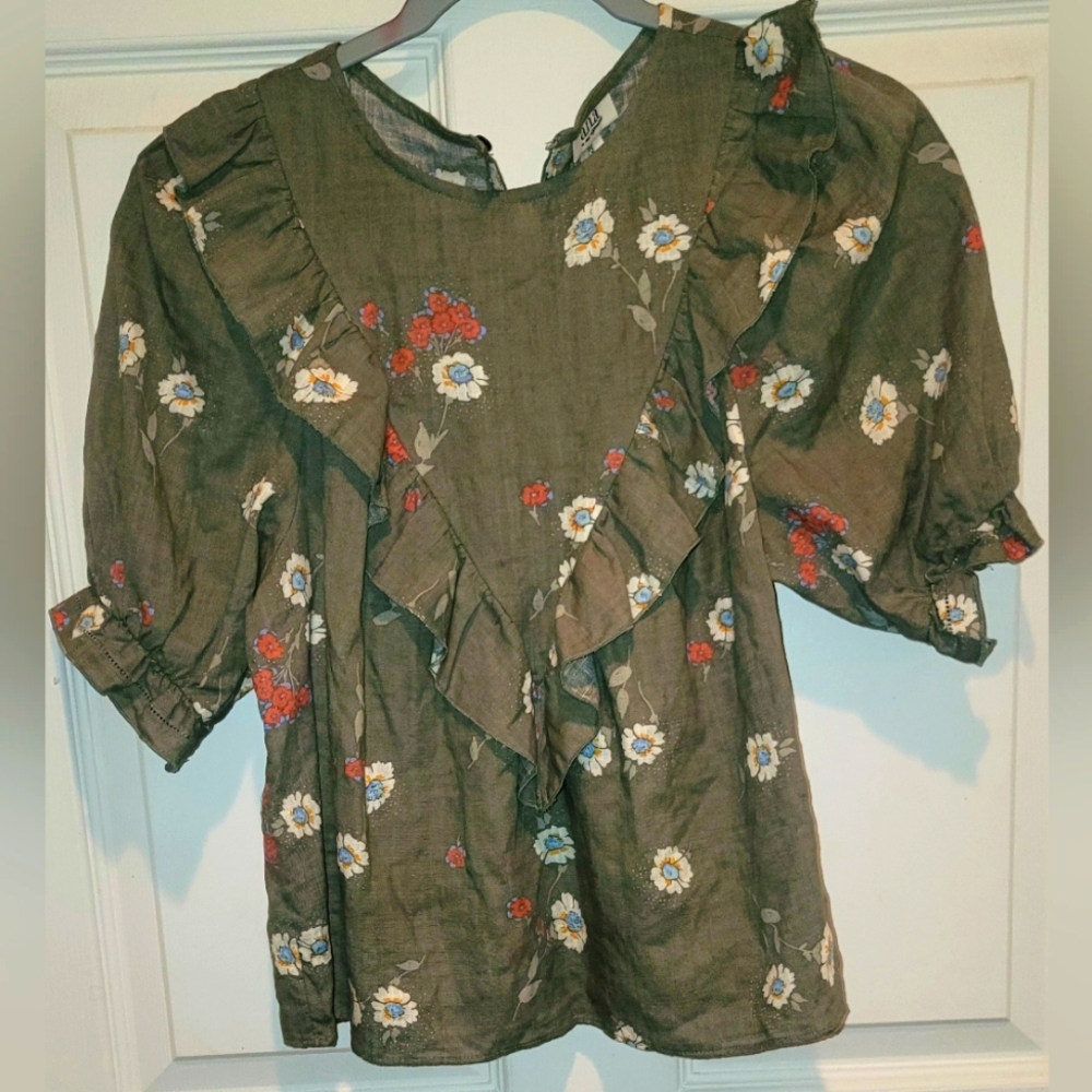 Women's ANA Gauzy Short Sleeve Peasant Blouse